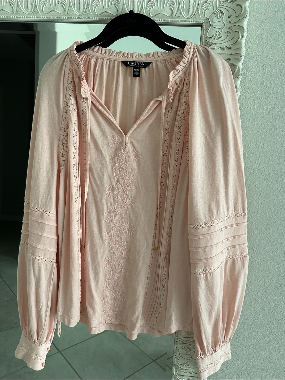 Lauren Ralph Lauren Peach Peasant Top